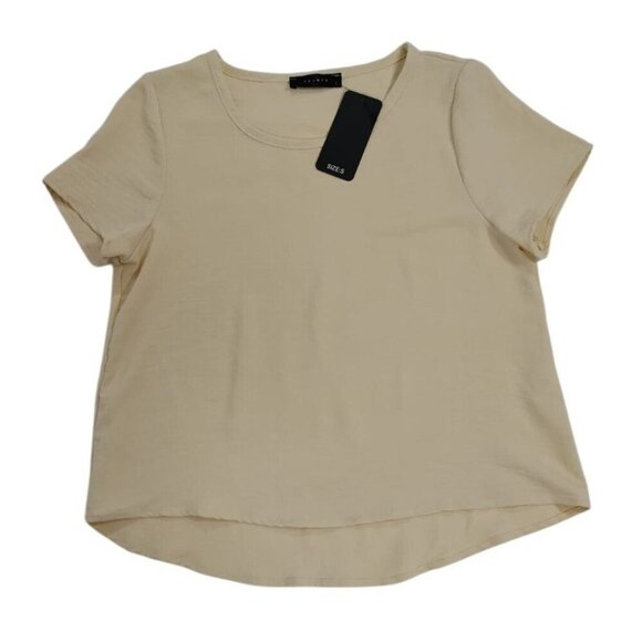 2 Saints Womens Beige Short Sleeve Scoop Neck Polyester Blouse Size S. NWT - Picture 6 of 8